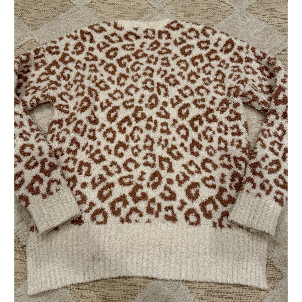 UGG Cecilia Natural Leopard Blush Animal Print Ivory V-Neck Plush Soft Sweater S - Picture 7 of 8